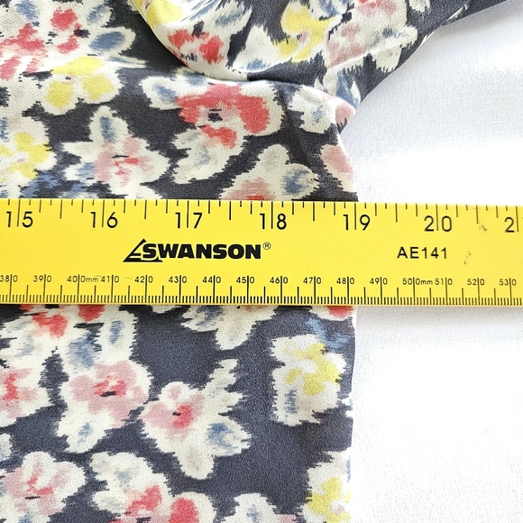 LOFT Dark Grey Floral Long Sleeve Top- Small - Picture 4 of 6